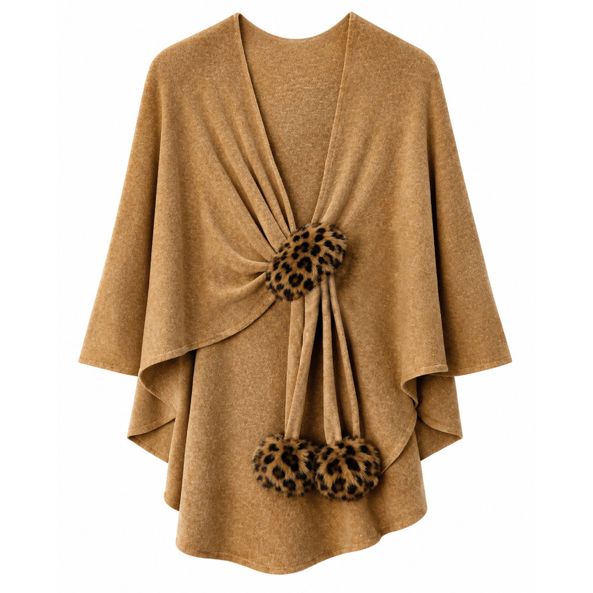 Leopard Fur Accent Ruana