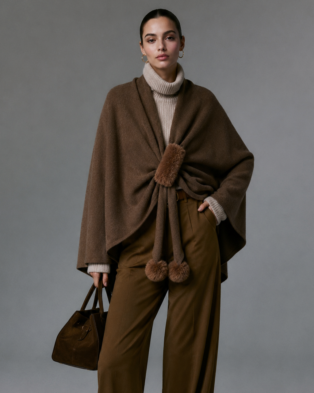 Fur Accent Ruana