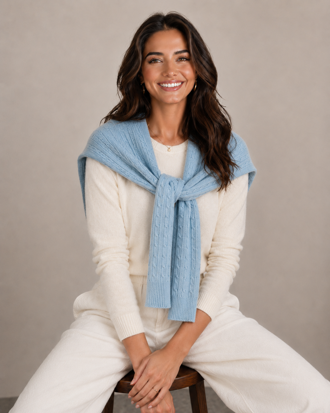 Cable Knitted Shoulder Wrap