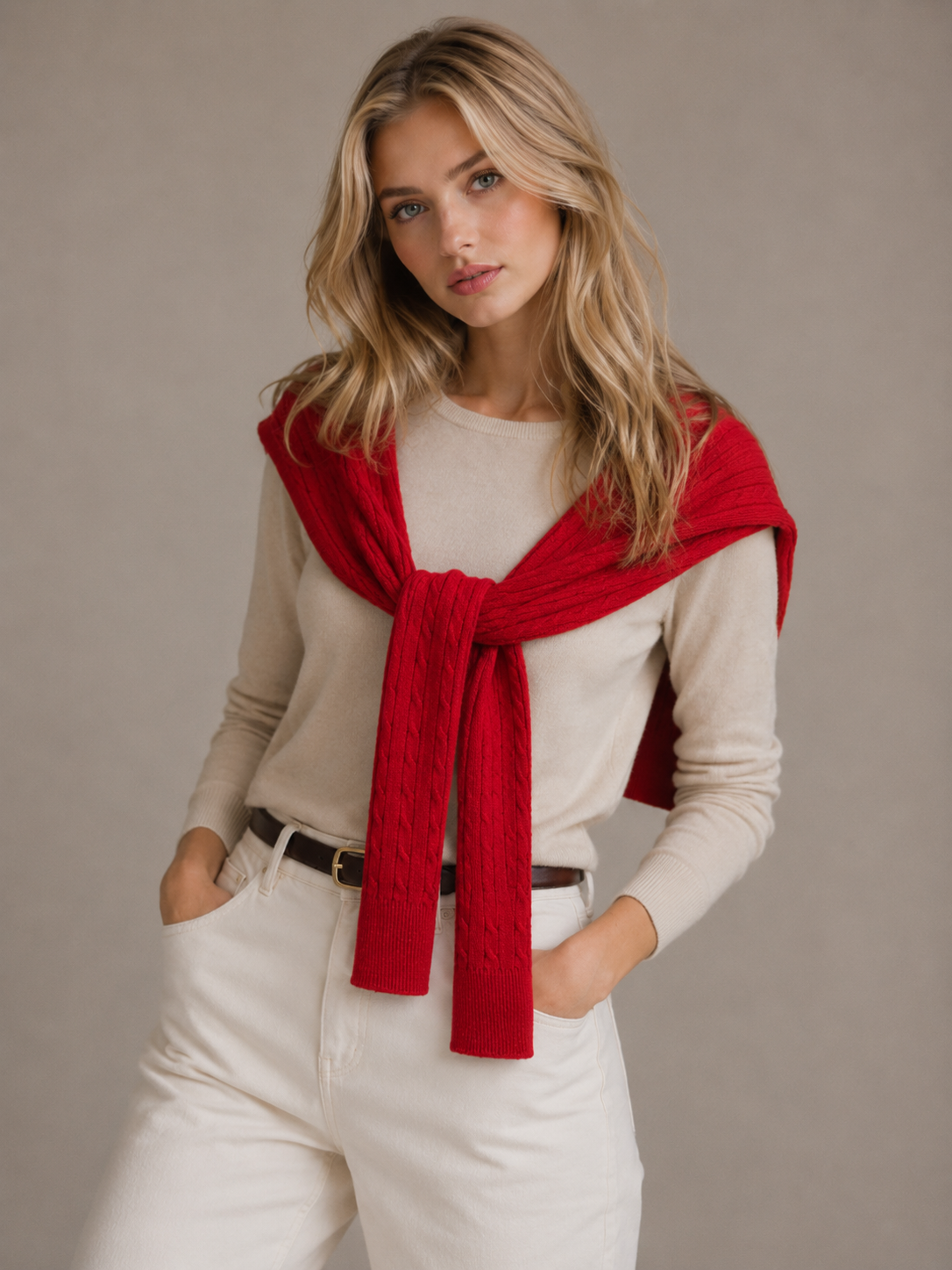 Cable Knitted Shoulder Wrap