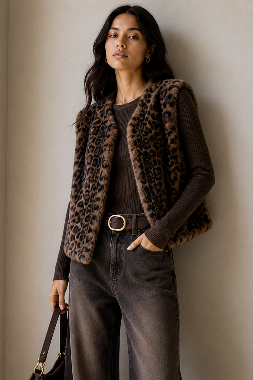 Leopard Faux Fur Vest