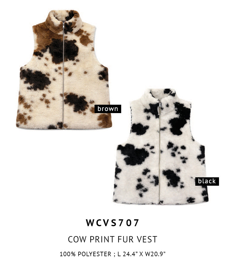 Cow Print Fur Vest