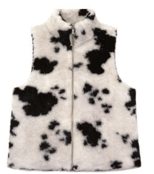 Cow Print Fur Vest