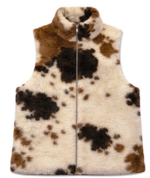 Cow Print Fur Vest