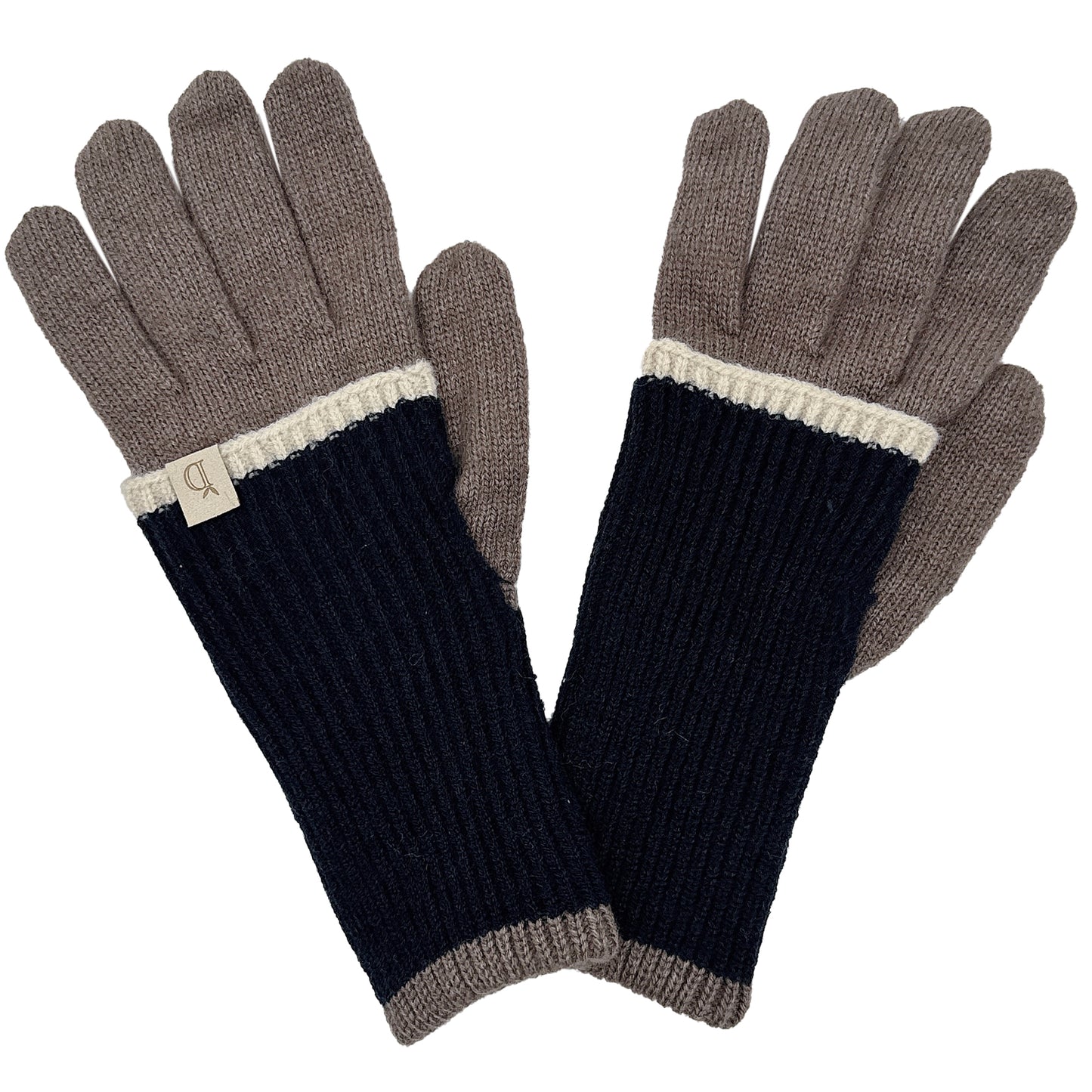Color Block Layered Knit Gloves