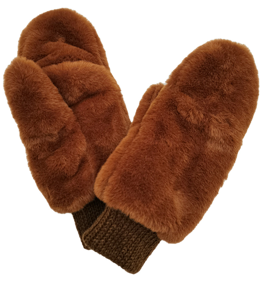 Solid Faux Fur Mittens