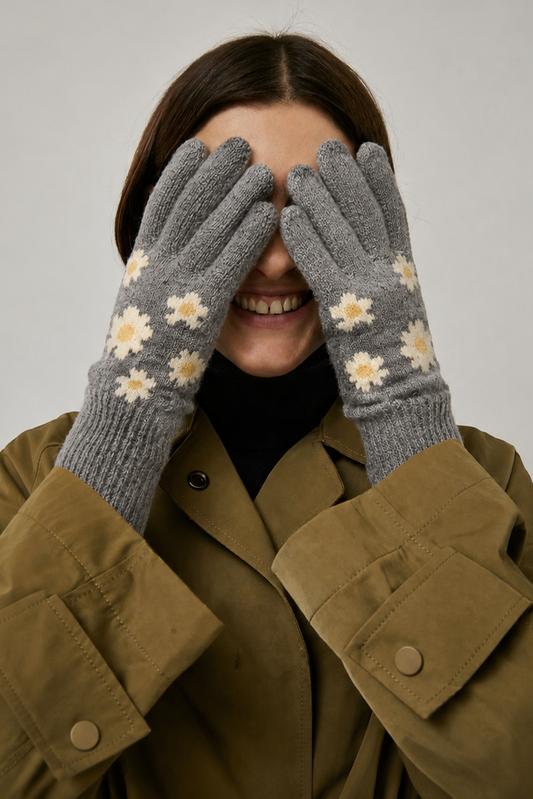 Flower Knit Gloves