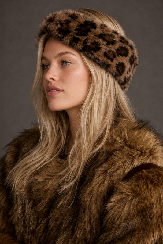 Leopard Faux Fur Headwrap