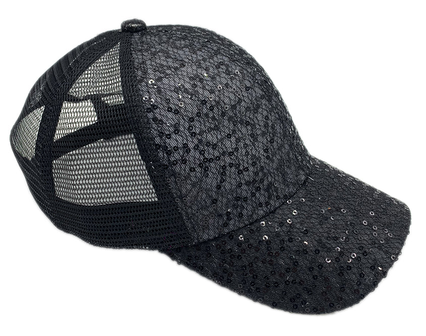 Sequin Mesh Back Baseball Cap