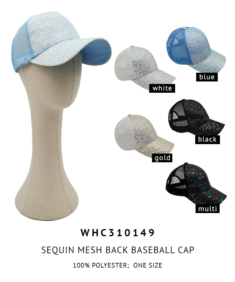 Sequin Mesh Back Baseball Cap