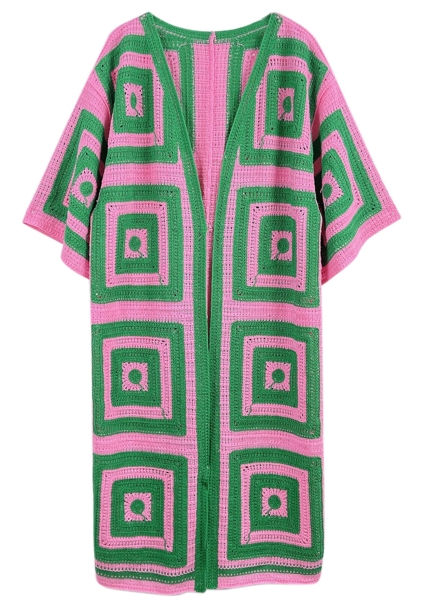 Square Pattern Crochet Cardigan