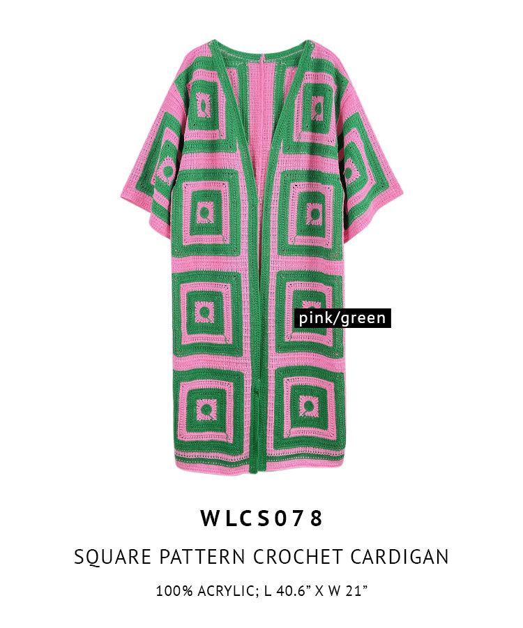 Square Pattern Crochet Cardigan