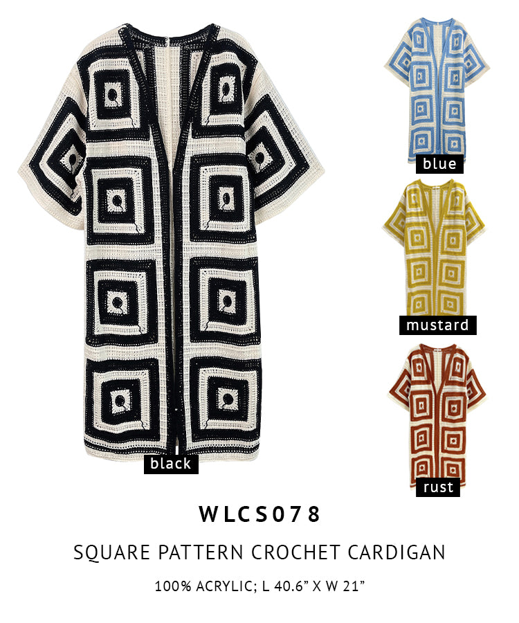 Square Pattern Crochet Cardigan