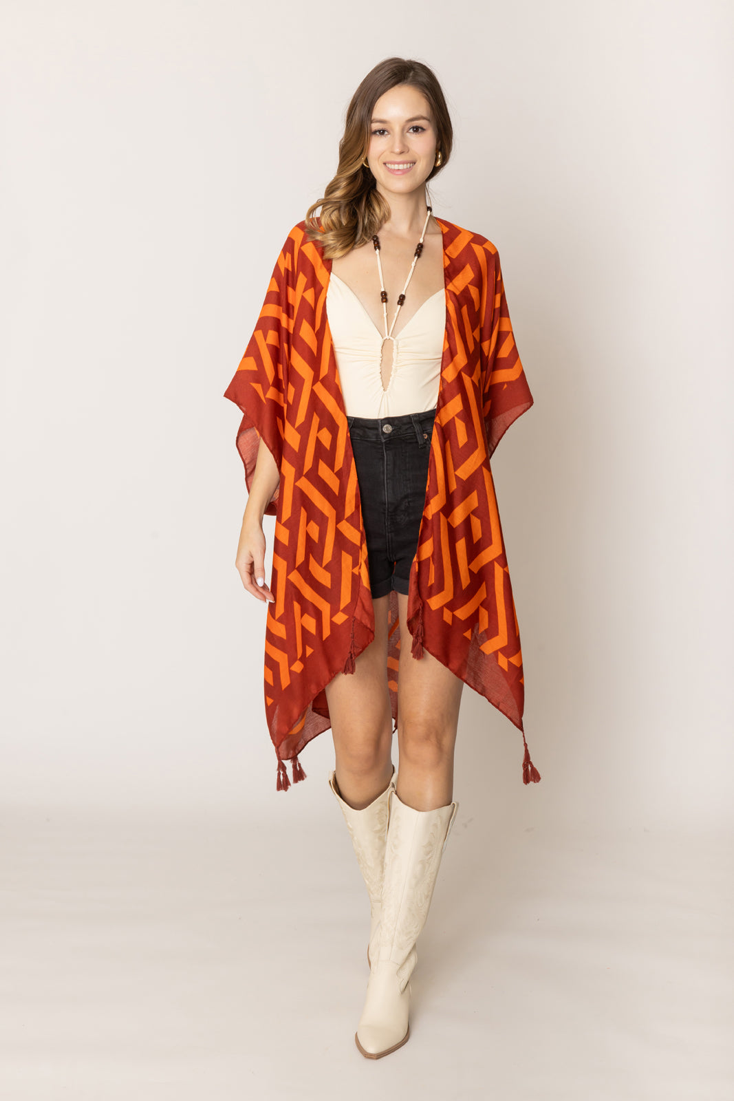 Geometric Print Kimono