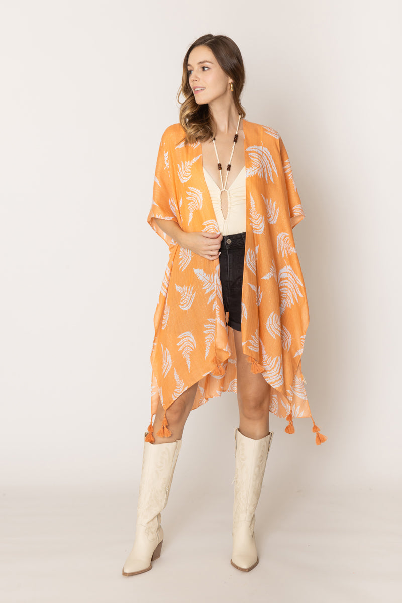 Two Tone Print Lurex Kimono