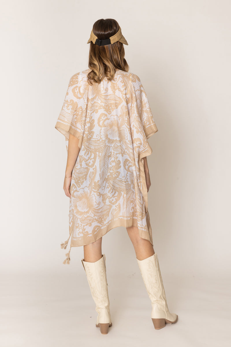 Two Tone Print Lurex Kimono