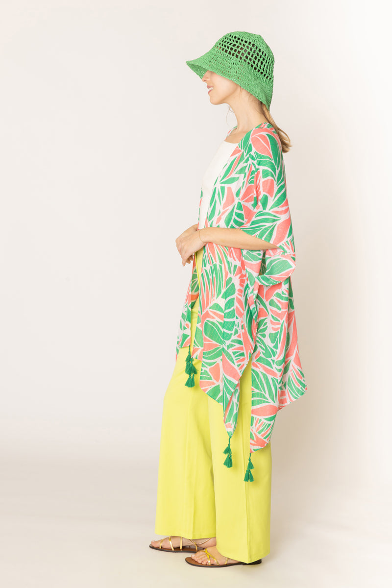 Floral Print Lurex Kimono