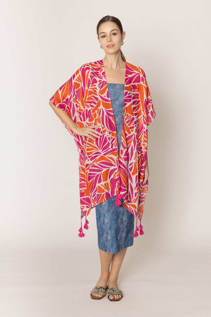 Floral Print Lurex Kimono