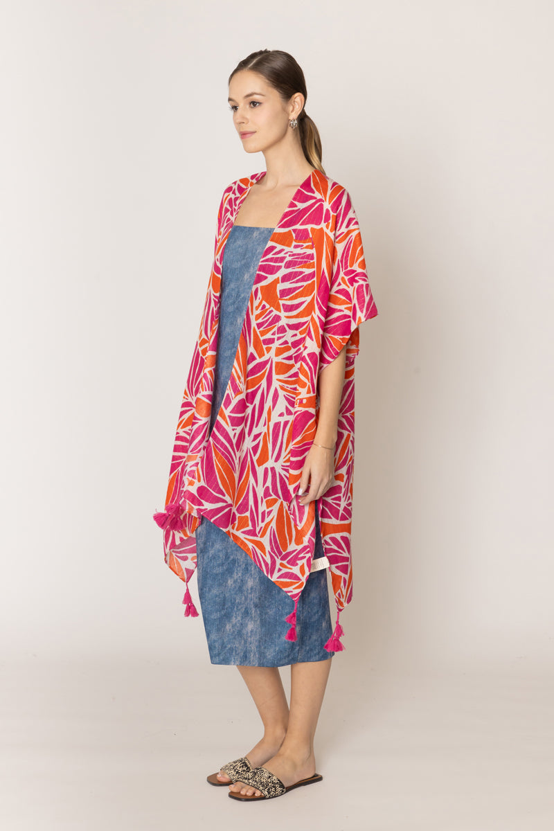 Floral Print Lurex Kimono