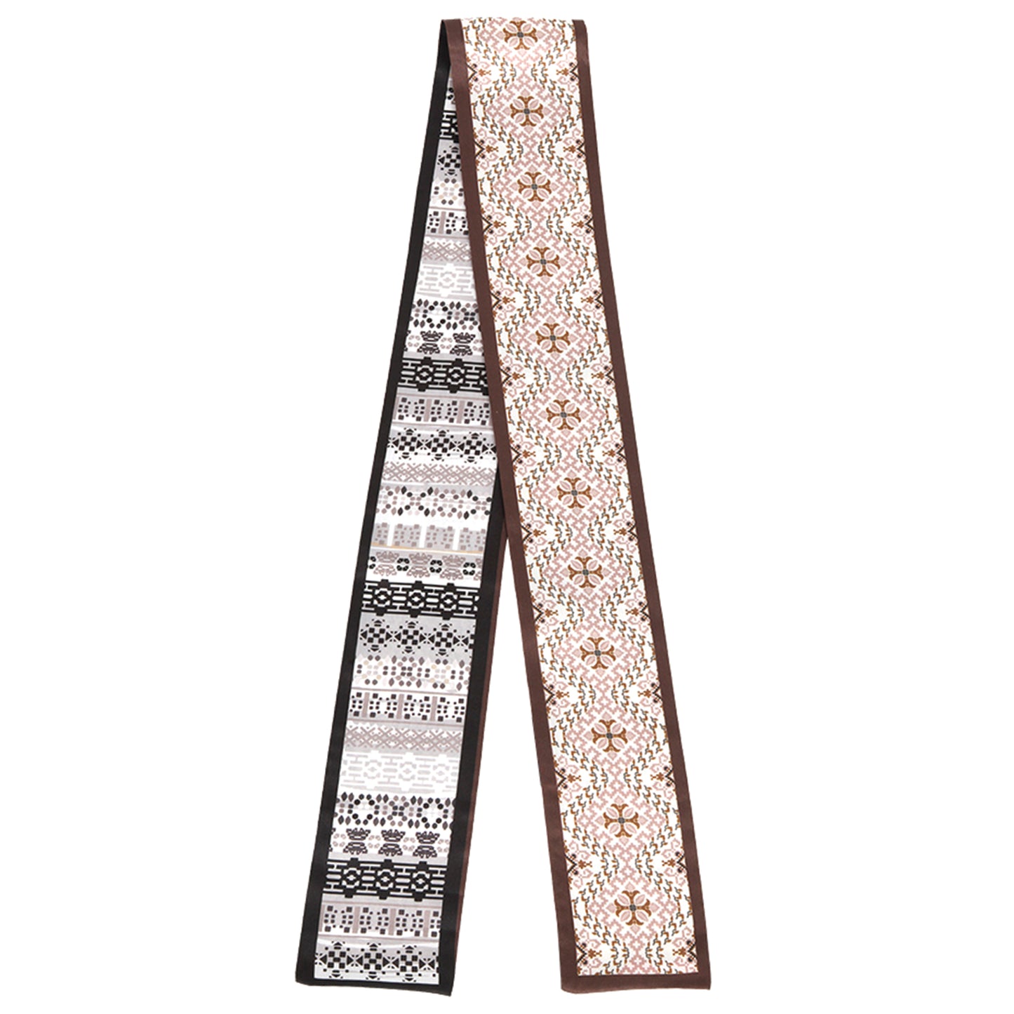 Geometric Jacquard Print Skinny Scarf