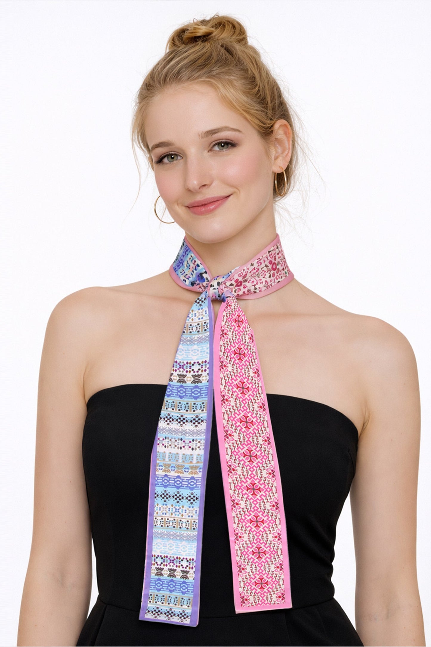 Geometric Jacquard Print Skinny Scarf
