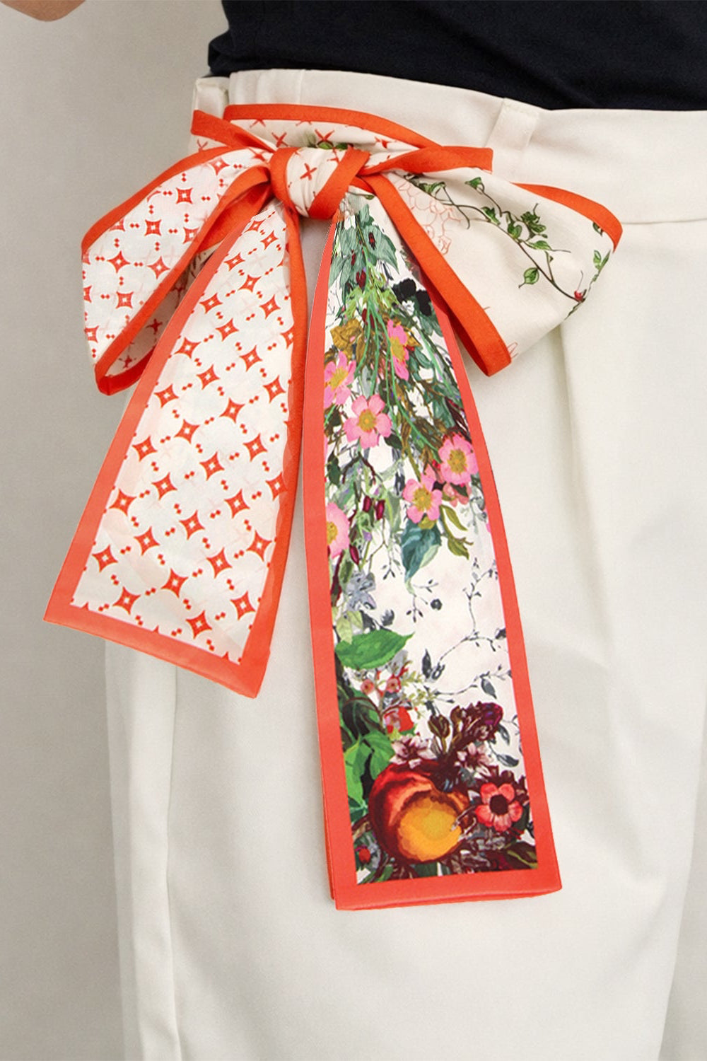 Floral Grid Skinny Scarf