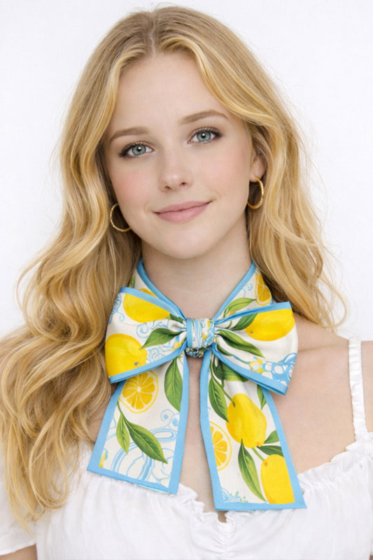 Lemon Print Skinny Scarf