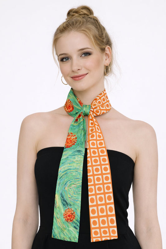 Abstract Swirl Skinny Scarf