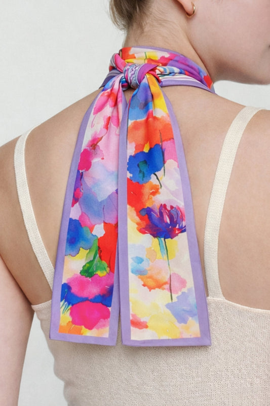 Watercolor Floral Skinny Scarf