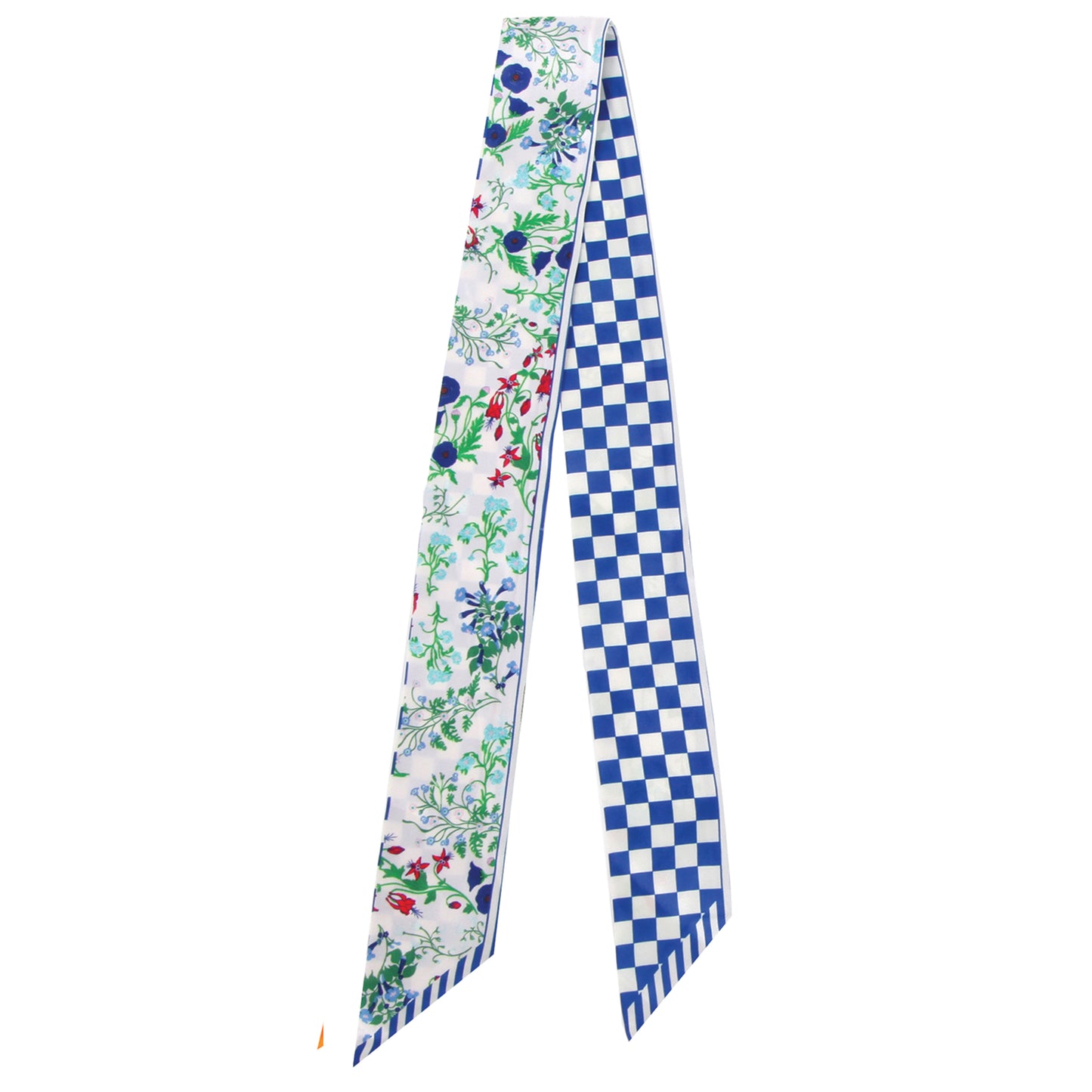 Check Floral Skinny Scarf