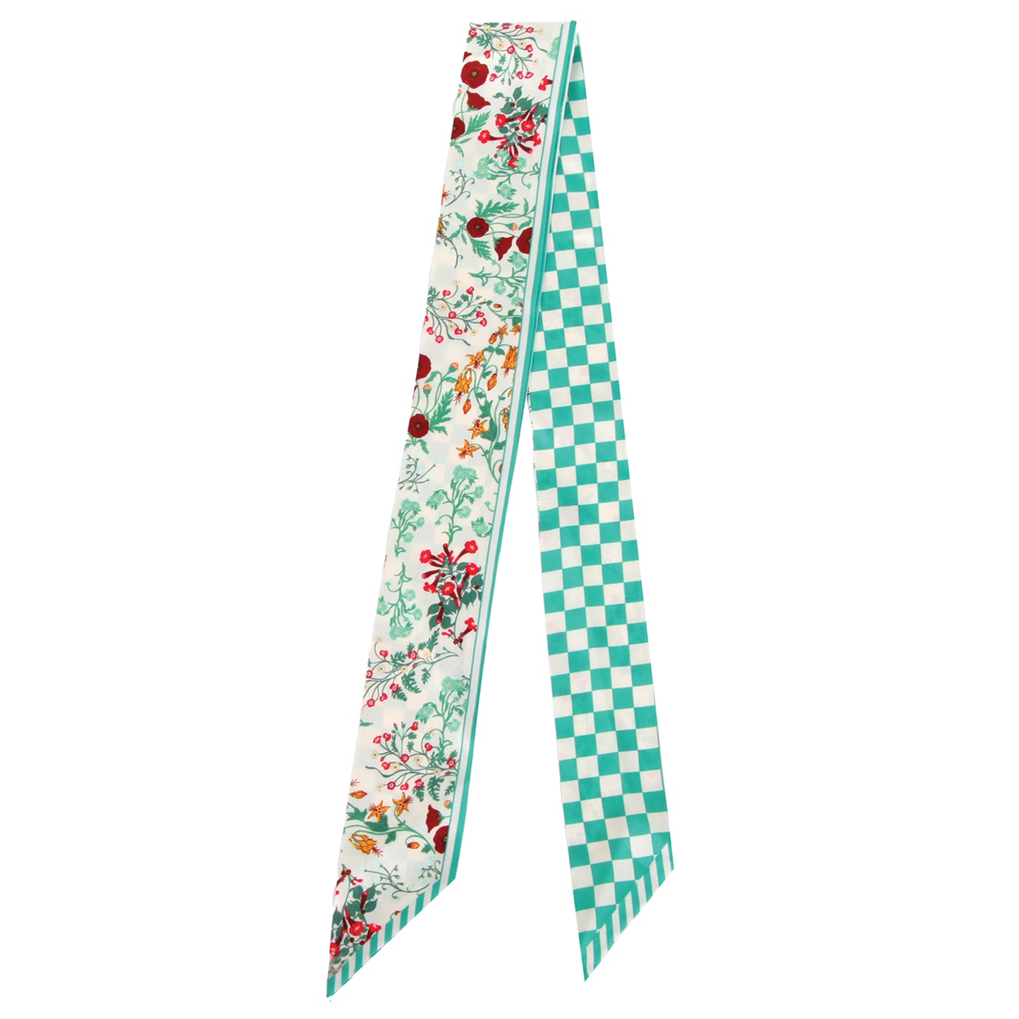 Check Floral Skinny Scarf