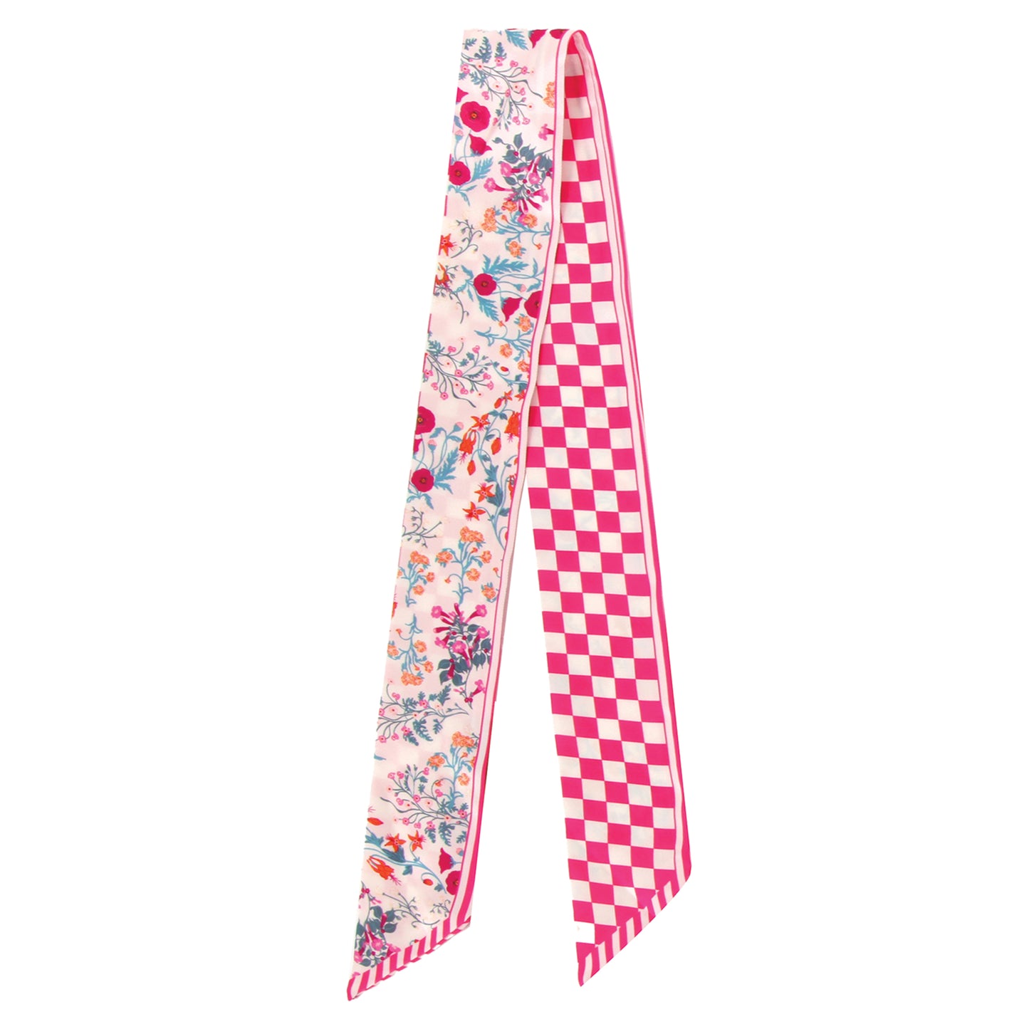 Check Floral Skinny Scarf