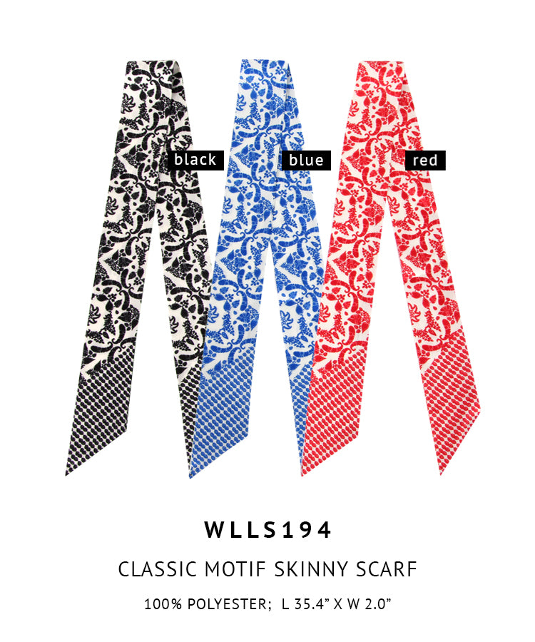 Classic Motif Skinny Scarf