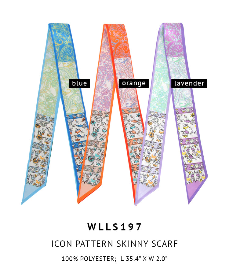 Icon Pattern Skinny Scarf