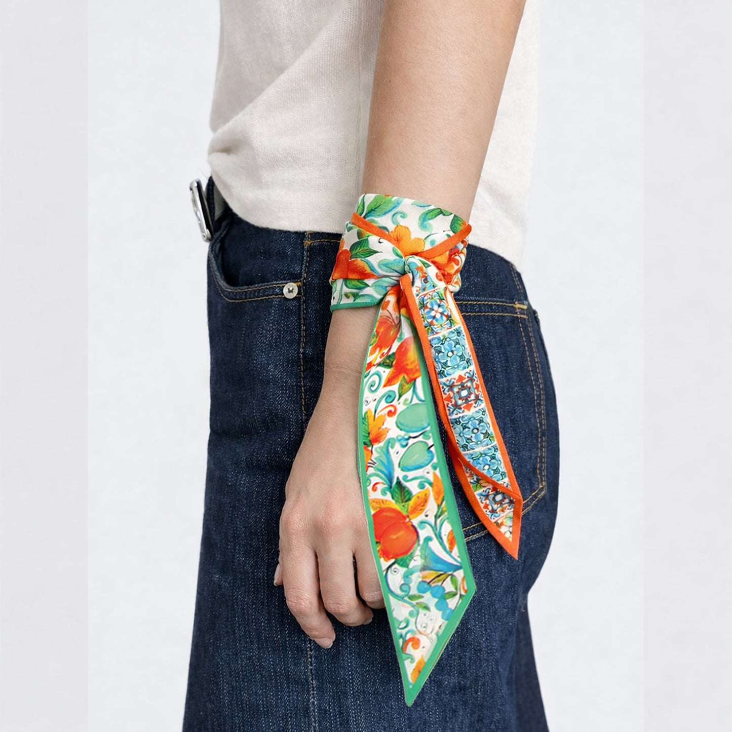 Lemon Patchwork Skinny Scarf