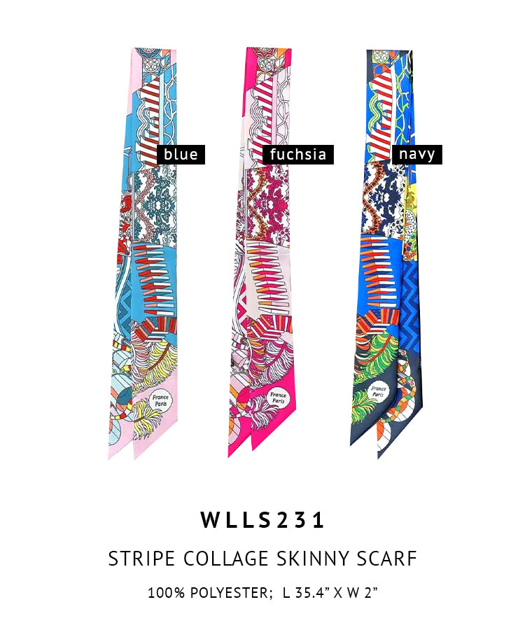 Stripe Collage Skinny Scarf