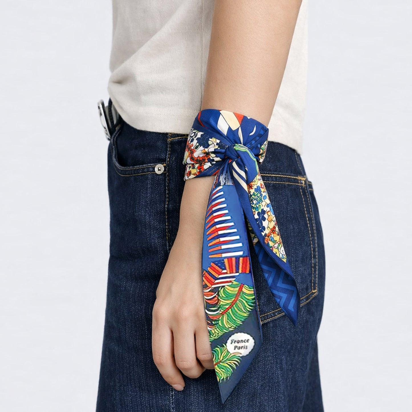 Stripe Collage Skinny Scarf