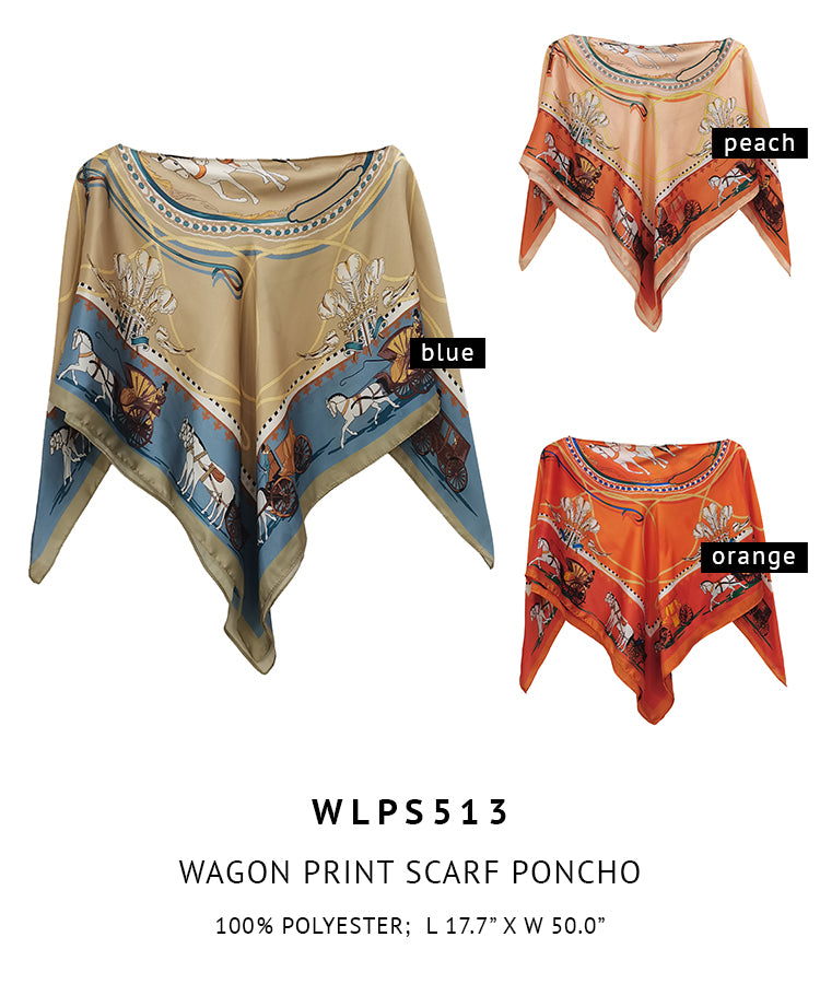Silky Satin Print Scarf Poncho