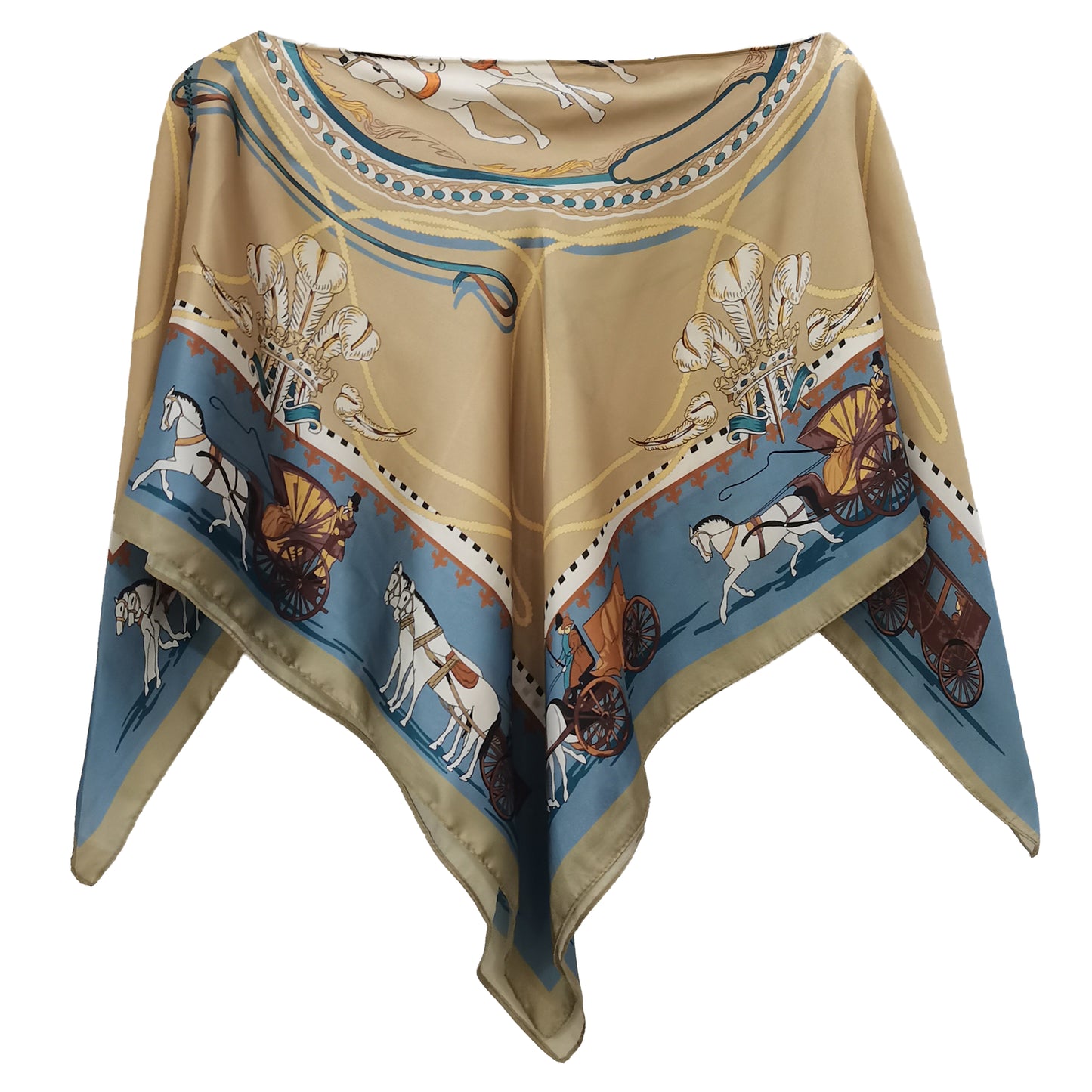 Silky Satin Print Scarf Poncho