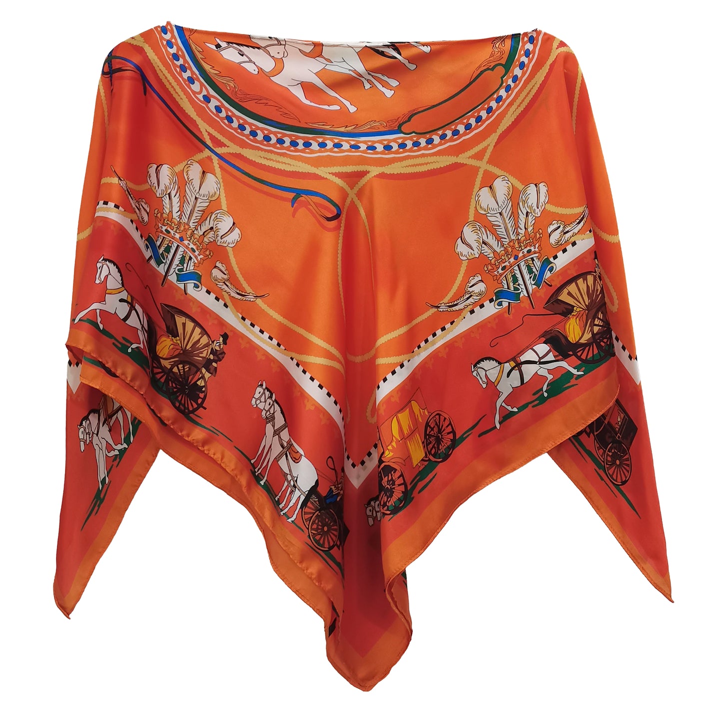 Silky Satin Print Scarf Poncho
