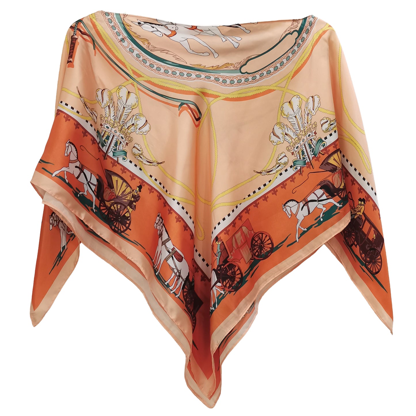 Silky Satin Print Scarf Poncho