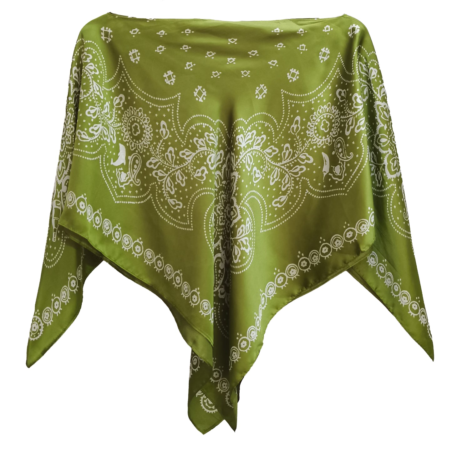 Silky Satin Print Scarf Poncho