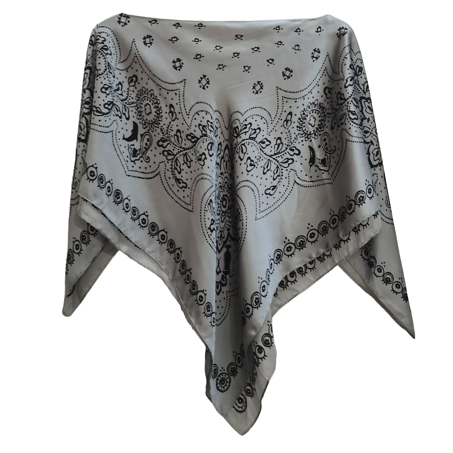 Silky Satin Print Scarf Poncho
