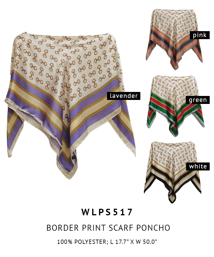 Silky Satin Print Scarf Poncho
