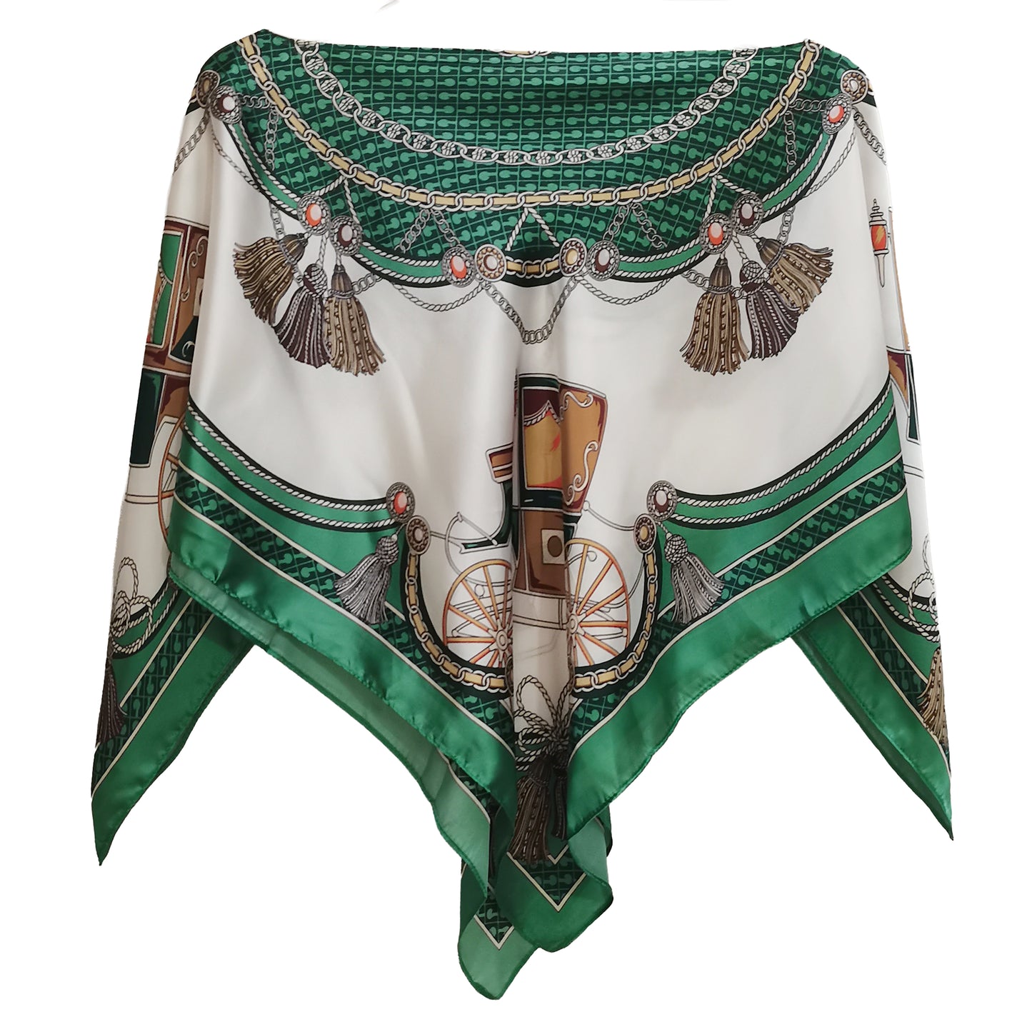 Silky Satin Print Scarf Poncho