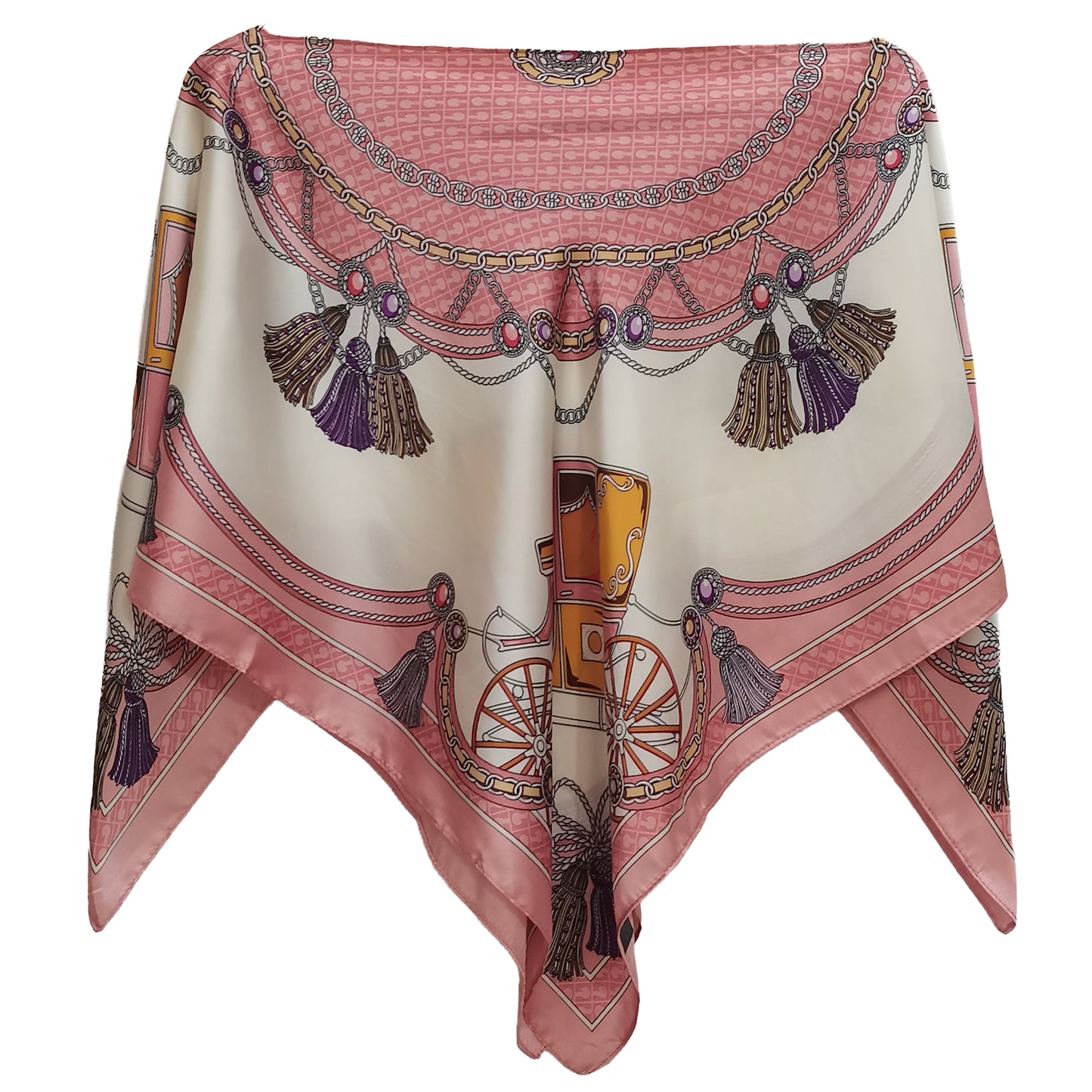 Silky Satin Print Scarf Poncho