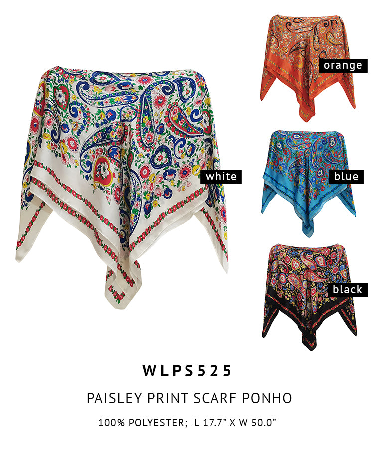 Silky Satin Print Scarf Poncho