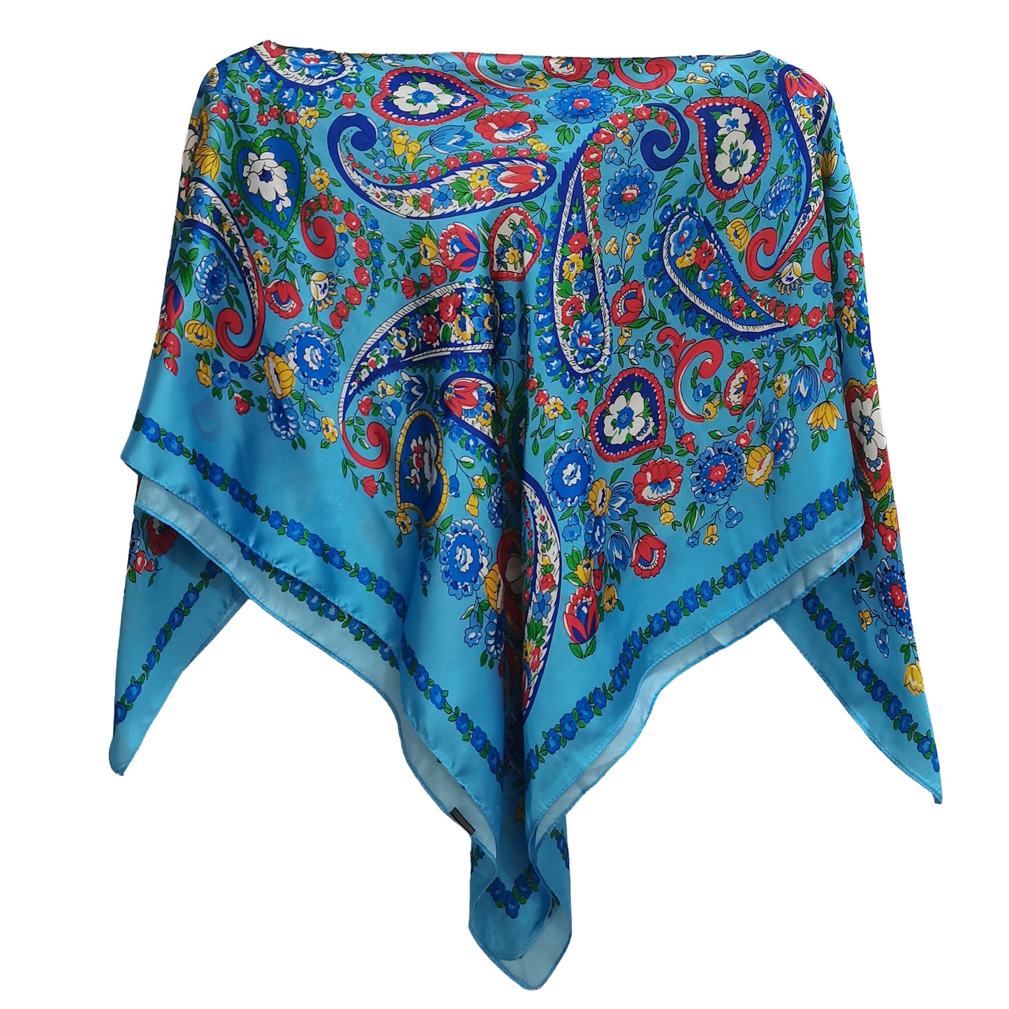 Silky Satin Print Scarf Poncho