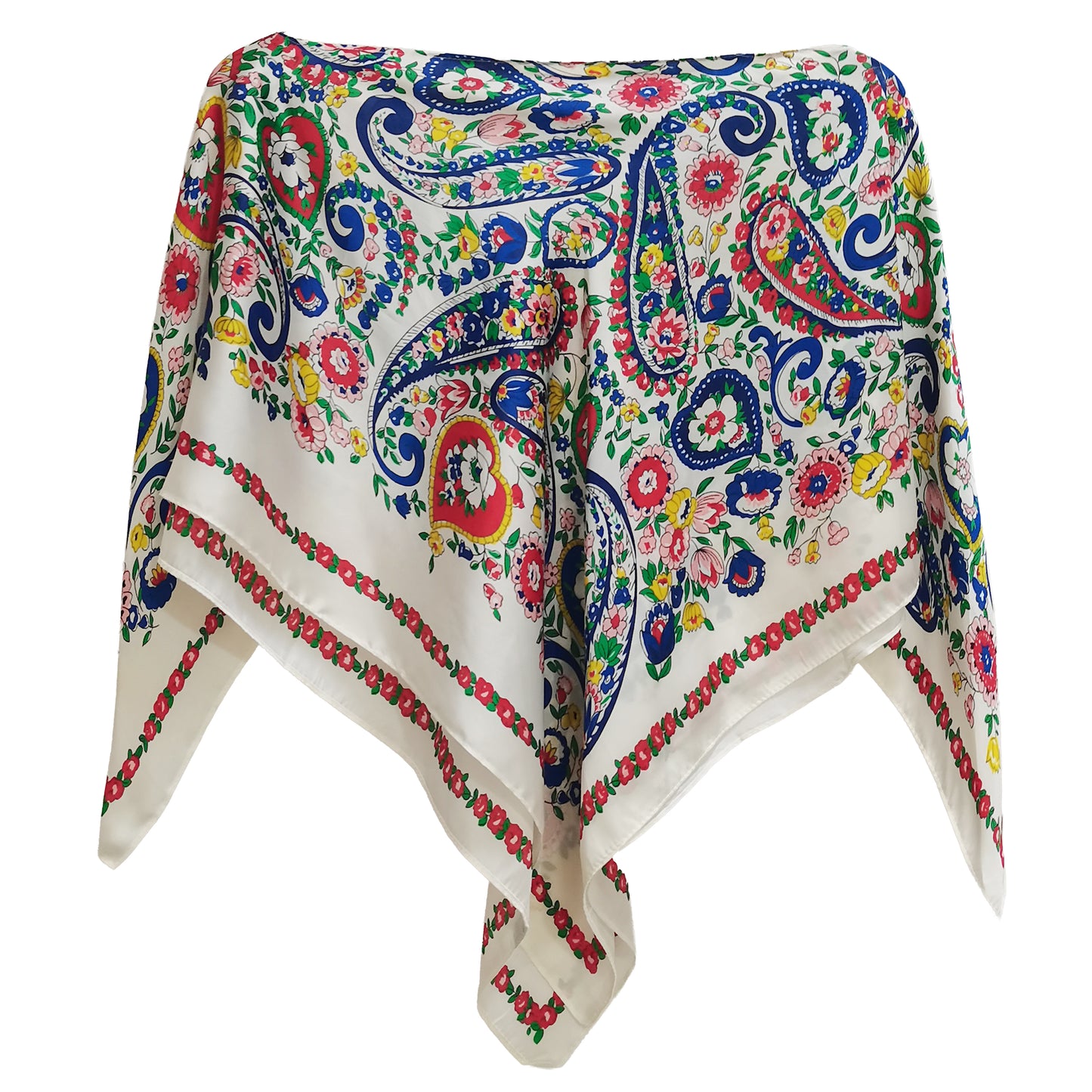 Silky Satin Print Scarf Poncho