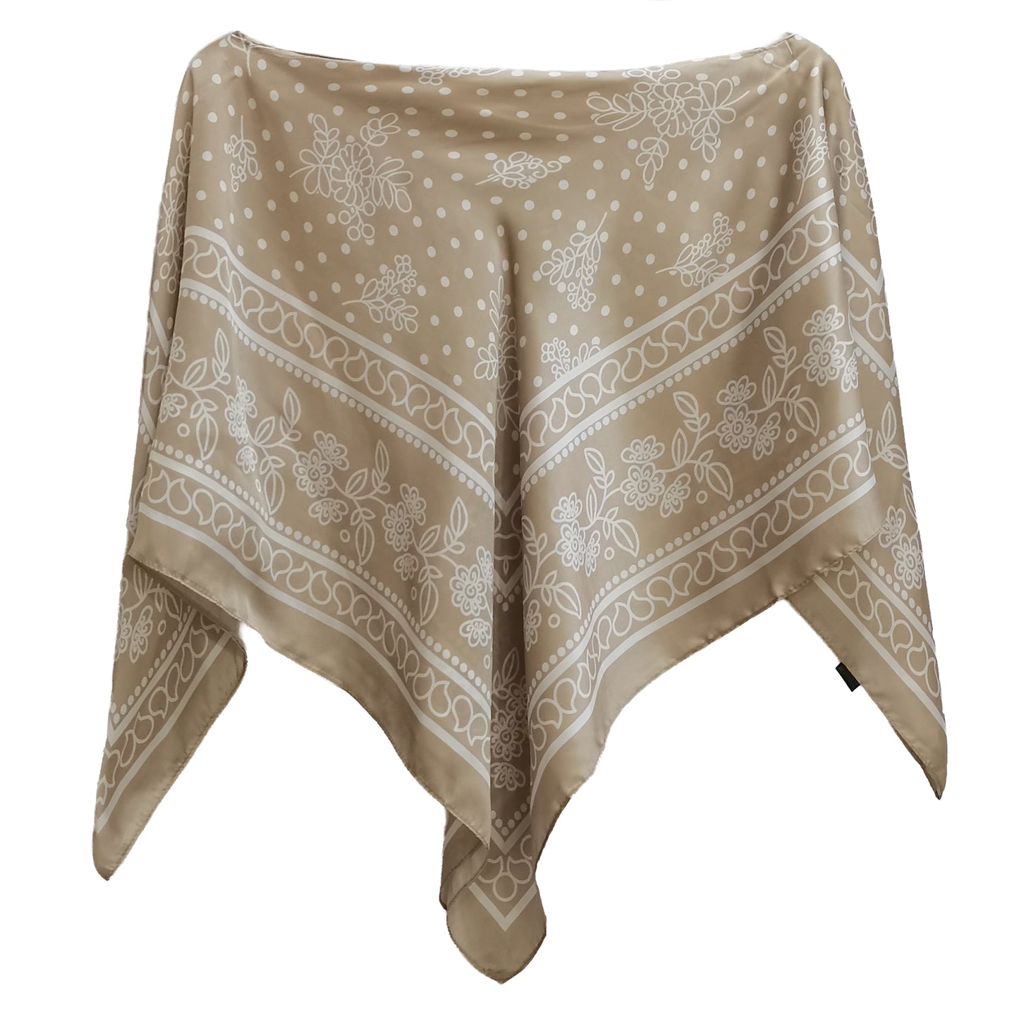 Silky Satin Print Scarf Poncho